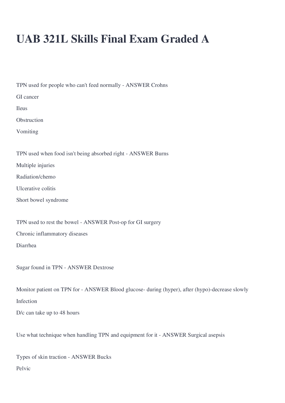 Preview image for UAB 321L Skills Final Exam Graded A